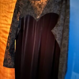 Elegant Black Lace/velvet Evening Dress plus size